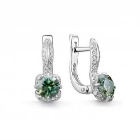 Серебряные серьги Дар С-5315рс1613900 с фианитом и муассанитом С-5315рс1613900 фото