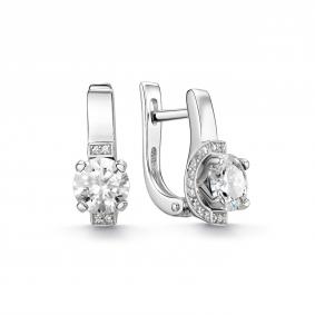 Серебряные серьги Дар С-5317рс1612800 с фианитом и муассанитом С-5317рс1612800 фото