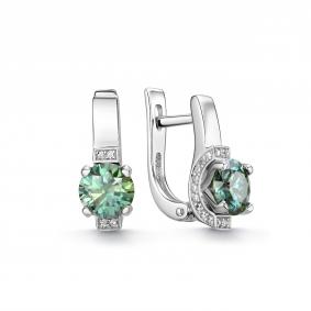Серебряные серьги Дар С-5317рс1613900 с фианитом и муассанитом С-5317рс1613900 фото