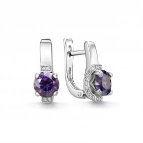 Серебряные серьги Дар С-5317рс1616300 с фианитом и муассанитом С-5317рс1616300 фото