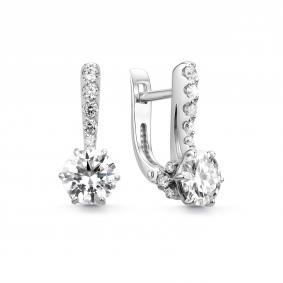 Серебряные серьги Дар С-5319рс1612800 с фианитом и муассанитом С-5319рс1612800 фото