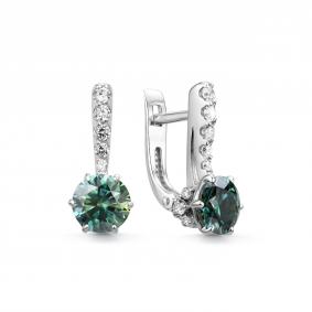 Серебряные серьги Дар С-5319рс1613900 с фианитом и муассанитом С-5319рс1613900 фото
