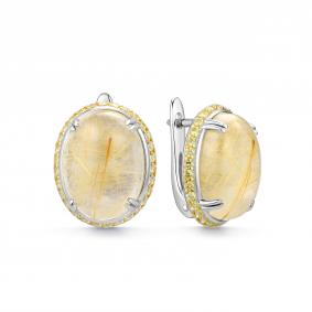 Серебряные серьги Дар С-5326рлзк465274 с фианитом и кварцем С-5326рлзк465274 фото