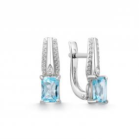 Серебряные серьги Дар С-5340рс40200 с топазом и фианитом С-5340рс40200 фото