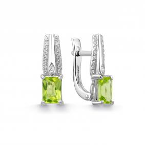 Серебряные серьги Дар С-5340рс40600 с фианитом и хризолитом С-5340рс40600 фото