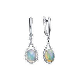 Серебряные серьги Дар С-5344рк117000 с фианитом и опалом С-5344рк117000 фото