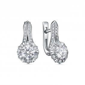 Серебряные серьги Дар С-5349рс1612800 с фианитом и муассанитом С-5349рс1612800 фото