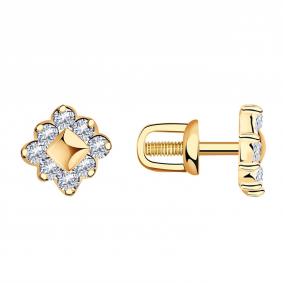 Золотые серьги Красносельский ювелир С1660 с фианитом С1660 фото