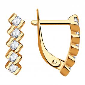 Золотые серьги Красносельский ювелир С2026 с фианитом С2026 фото