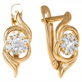 Золотые серьги Красносельский ювелир С2291 с фианитом С2291 фото