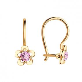 Золотые серьги Красносельский ювелир С2460-р с фианитом С2460-р фото