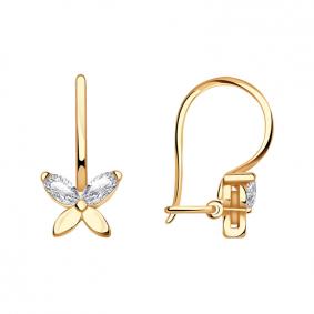 Золотые серьги Красносельский ювелир С2504 с фианитом С2504 фото