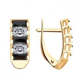 Золотые серьги Красносельский ювелир С2575 с фианитом С2575 фото