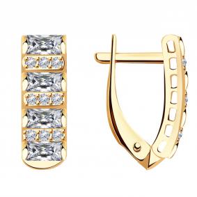 Золотые серьги Красносельский ювелир С2585 с фианитом С2585 фото