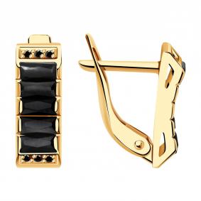 Золотые серьги Красносельский ювелир С2587-ч с фианитом С2587-ч фото