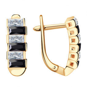 Золотые серьги Красносельский ювелир С2589-ч с фианитом С2589-ч фото