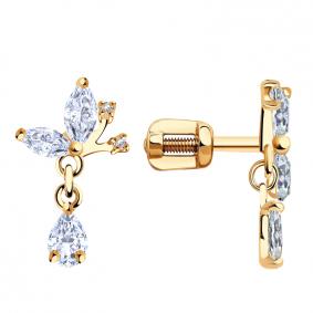 Золотые серьги Красносельский ювелир С3713 с фианитом С3713 фото