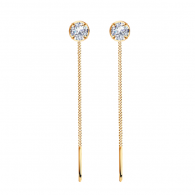 Золотые серьги Александра С392ск с фианитом С392ск фото