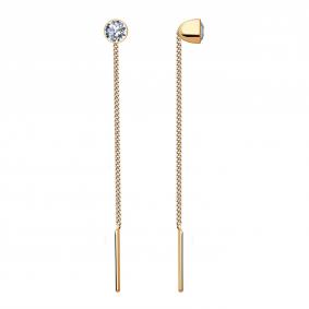 Золотые серьги Александра С393ск с фианитом С393ск фото