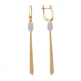 Золотые серьги Александра с651ск с фианитом с651ск фото