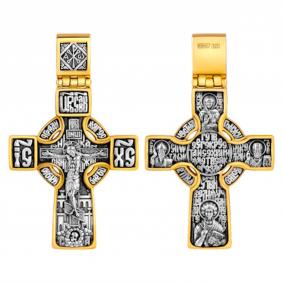 Подвеска-крест Распятие со святыми Покровителями из черненого серебра Иордань СМ-КР-396 СМ-КР-396 фото