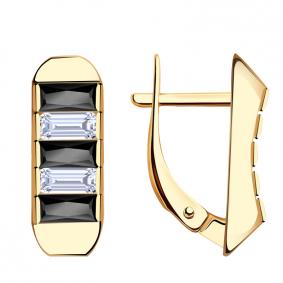 Золотые серьги Красносельский ювелир Сд2983-ч с фианитом Сд2983-ч фото