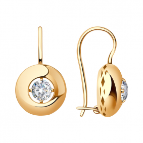 Золотые серьги Красносельский ювелир Сд3027 с фианитом Сд3027 фото