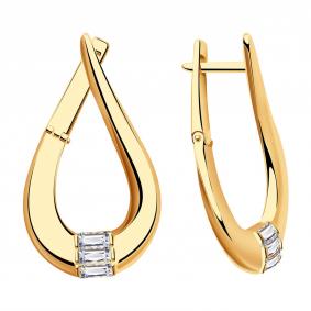 Золотые серьги Красносельский ювелир Сд3033 с фианитом Сд3033 фото