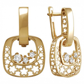 Золотые серьги Красносельский ювелир Сд3271 с фианитом Сд3271 фото