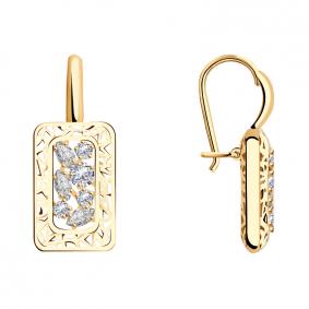 Золотые серьги Красносельский ювелир Сд3288 с фианитом Сд3288 фото