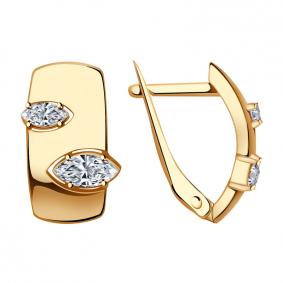 Золотые серьги Красносельский ювелир Сд3444 с фианитом Сд3444 фото