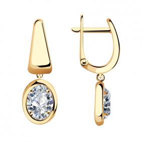 Золотые серьги Красносельский ювелир Сд3466 с фианитом Сд3466 фото