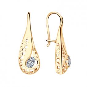 Золотые серьги Красносельский ювелир Сд3490 с фианитом Сд3490 фото