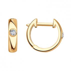 Золотые серьги Красносельский ювелир Сд3695 с фианитом Сд3695 фото