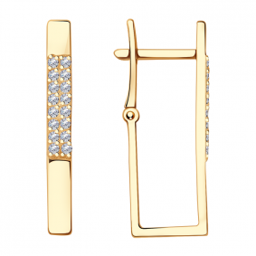 Золотые серьги Красносельский ювелир Сд3708 с фианитом Сд3708 фото