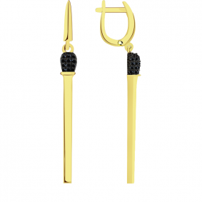 Серьги из лимонного золота Александра Сф001сл-ч с фианитом Сф001сл-ч фото