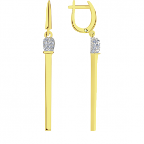 Серьги из лимонного золота Александра Сф001сл с фианитом Сф001сл фото