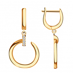 Золотые серьги Гвозди Александра с фианитом Сф002ск Сф002ск фото