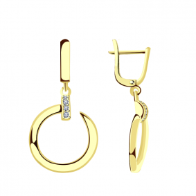 Серьги из лимонного золота Гвозди Александра с фианитом Сф002сл Сф002сл фото