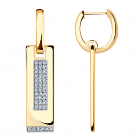 Золотые серьги Александра Сф013ск с фианитом Сф013ск фото