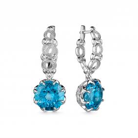 Серебряные серьги Дар Сэ-0041рс40200 с топазом и фианитом Сэ-0041рс40200 фото
