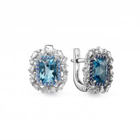 Серебряные серьги Дар Сэ-0050рс411108200 с фианитом, кварцем и Лондон топазом Сэ-0050рс411108200 фото