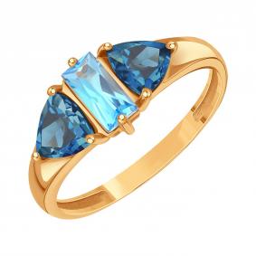 Золотое кольцо Karatov Т10101Б803 с топазом и Лондон топазом Т10101Б803 фото