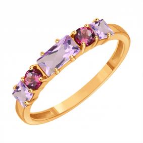 Золотое кольцо Karatov Т10101Б804 с аметистом и родолитом Т10101Б804 фото