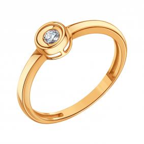 Золотое кольцо Karatov Т10101Д190 с бриллиантом Т10101Д190 фото