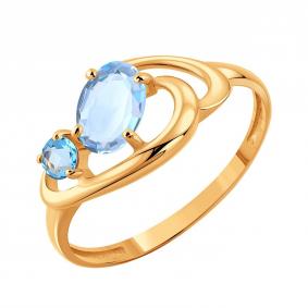 Золотое кольцо Karatov Т10101Д930 с топазом и гранатом Т10101Д930 фото