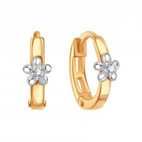 Золотые серьги Karatov Т101027792 с бриллиантом Т101027792 фото