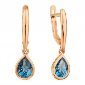 Золотые серьги Karatov Т101029294-01 с Лондон топазом Т101029294-01 фото