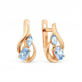 Золотые серьги Karatov Т101029568 с топазом Т101029568 фото