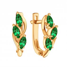 Золотые серьги Karatov Т10102В921 с изумрудом Т10102В921 фото